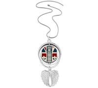 Collier avec pendentif en forme d'ailes d'ange avec motif Londres Big Ben Union Jack Royaume-Uni