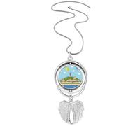 Collier avec pendentif en forme d'ailes d'ange avec pendentif en forme de ballon de feu du Mont Corcovado