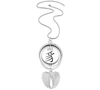 Collier avec pendentif en forme d'ailes d'ange avec pendentif en forme de personnage chinois