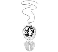 Collier avec pendentif en forme d'ailes d'ange avec symbole du zodiaque Vierge