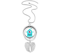 Collier avec pendentif en forme d'ailes d'ange cyclope bleu