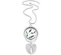 Collier avec pendentif en forme d'ailes d'ange en forme de plume colorée