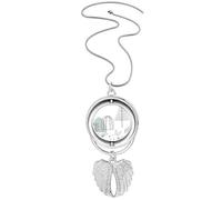 Collier avec pendentif en forme d'ailes d'ange et de colline, motif de chiot