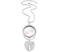 Collier avec pendentif en forme d'ailes d'ange et de fleur de pêcher aquarelle