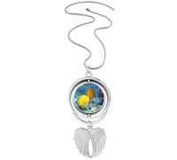Collier avec pendentif en forme d'ailes d'ange et de poissons