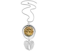 Collier avec pendentif en forme d'ailes d'ange et nuages jaunes