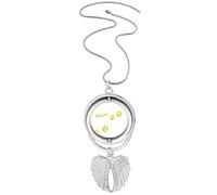Collier avec pendentif en forme d'ailes d'ange - Motif empreinte jaune - Motif chat