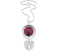 Collier avec pendentif en forme d'ailes d'ange représentant un bateau rouge océan