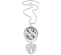 Collier avec pendentif en forme d'ailes d'ange russe et de fleurs - Motif poupées russes