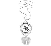 Collier avec pendentif en forme d'araignée et d'insecte noir avec ailes d'ange