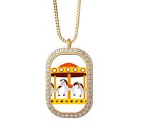 Collier avec pendentif en forme de carrousel coloré en cristal de diamant doré