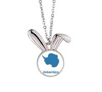 Collier avec pendentif en forme de carte bleue de l'Antarctique