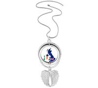 Collier avec pendentif en forme de carte de la Grande-Bretagne avec drapeau de l'Irlande
