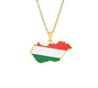 Collier avec pendentif en forme de carte de la Hongrie - Pendentif géométrique en acier inoxydable - Bijou unisexe du patrimoine hongrois - Souvenir de voyage en euro - Collier minimaliste