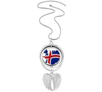 Collier avec pendentif en forme de carte de l'Islande avec ailes d'ange