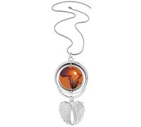 Collier avec pendentif en forme de carte du continent africain et ailes d'ange