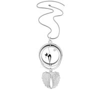 Collier avec pendentif en forme de chat noir avec tête inclinable et ailes d'ange