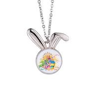 Collier avec pendentif en forme de château de grande roue avec pendentif lapin