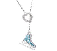 Collier avec pendentif en forme de chaussure de patinage en acier inoxydable robuste, décoré de cristaux dans des styles ludiques pour un ajustement confortable, collier de patinage de dessin animé