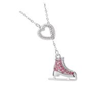 Collier avec pendentif en forme de chaussure de patinage en acier inoxydable robuste, décoré de cristaux dans des styles ludiques pour un ajustement confortable, collier de patinage de dessin animé