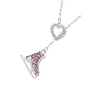 Collier avec pendentif en forme de chaussure de patinage en acier inoxydable robuste, décoré de cristaux dans des styles ludiques pour un ajustement confortable, collier de patinage de dessin animé