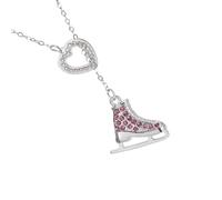 Collier avec pendentif en forme de chaussure de patinage en acier inoxydable robuste décoré de cristaux dans des styles ludiques pour un ajustement confortable Collier de patins à glace en acier avec