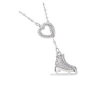 Collier avec pendentif en forme de chaussure de patinage en acier inoxydable robuste décoré de cristaux dans des styles ludiques pour un ajustement confortable Collier de patins à glace en acier avec