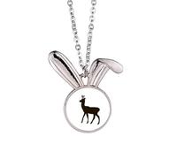 Collier avec pendentif en forme de chevreuil noir représentant un lapin