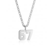 Collier avec pendentif en forme de chiffre 67, collier en acier inoxydable 67, collier avec pendentif drôle Six Seven Meme, bijoux de sport fantaisie 6 7 cadeaux pour femmes et hommes, 1 pièce, 1PCS