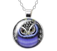 Collier avec pendentif en forme de chouette et sagesse Love Hope avec cabochon en verre de 25 mm pour femme et fille, nan