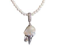 Collier avec pendentif en forme de crème glacée avec perles et chaîne en cuivre hypoallergénique pour peaux sensibles Design minimaliste délicat, taille unique, Comme décrit, Comme décrit.