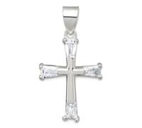 Collier avec pendentif en forme de croix de foi religieuse en argent sterling 925 poli avec zircones cubiques imitation diamant pour femme 15 mm