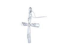 Collier avec pendentif en forme de croix en diamant naturel 1/10 cttw en argent sterling pour femme, chaîne de 45,7 cm