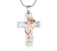 Collier avec pendentif en forme de croix et urne funéraire - Bijou commémoratif - Prière du Seigneur, Acier inoxydable, Non connu