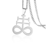 Collier avec pendentif en forme de croix Leviathan Satanic - En acier inoxydable - Symbole satanique - Église de Satan - Bijoux religions - Amulette Wiccan