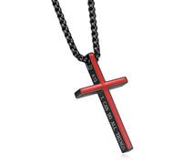 Collier avec pendentif en forme de croix Philippiens 4:13 avec verset de la Bible en acier inoxydable - Cadeau de confirmation