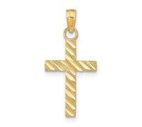 Collier avec pendentif en forme de croix religieuse en or jaune massif 10 carats 17,4 mm de long pour femme