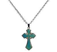 Collier avec pendentif en forme de croix - Sensible à la température - Changement de couleur - Avec médaillon à ouvrir - En acier inoxydable hypoallergénique - Pour filles et femmes - Cadeau personnel