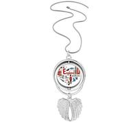 Collier avec pendentif en forme de cœur avec ailes d'ange et drapeau du Royaume-Uni