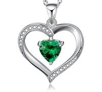 Collier avec pendentif en forme de cœur avec incrustation exquise en forme de cœur vert et zircone pour femme - Pour un usage quotidien et décontracté