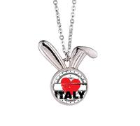 Collier avec pendentif en forme de cœur avec inscription « I Love Italy »