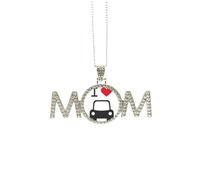 Collier avec pendentif en forme de cœur avec inscription « I Love Red Heart Car » - Cadeau de fête des mères pour maman, grand-mère, M