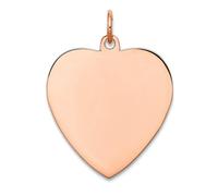 Collier avec pendentif en forme de cœur en argent sterling 925 plaqué or rose poli sur le devant et l'arrière satiné pour femme