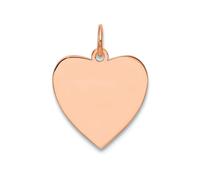 Collier avec pendentif en forme de cœur en argent sterling 925 plaqué or rose poli sur le devant et l'arrière satiné pour femme