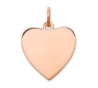 Collier avec pendentif en forme de cœur en argent sterling 925 plaqué or rose poli sur le devant et l'arrière satiné pour femme