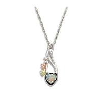 Collier avec pendentif en forme de cœur en argent sterling plaqué rhodium - Opale créée - Or vert 12 carats et or rose - Pierre précieuse en métal - Opale créée