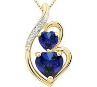 Collier avec pendentif en forme de cœur en saphir bleu plaqué or pour femme, bijou classique et élégant, pierre de naissance du mois de septembre