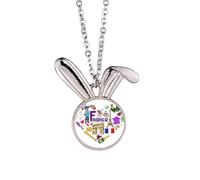 Collier avec pendentif en forme de cœur et drapeau national de la France