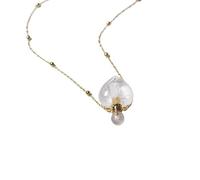 Collier avec pendentif en forme de cœur et flacon de parfum en cristal blanc naturel, bijou diffuseur d'huiles essentielles for femme(WhiteCrystalHeart)