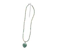 Collier avec pendentif en forme de cœur - Perles colorées contrastées - Perles arc-en-ciel - Bijoux d'anniversaire - Accessoires de frappe